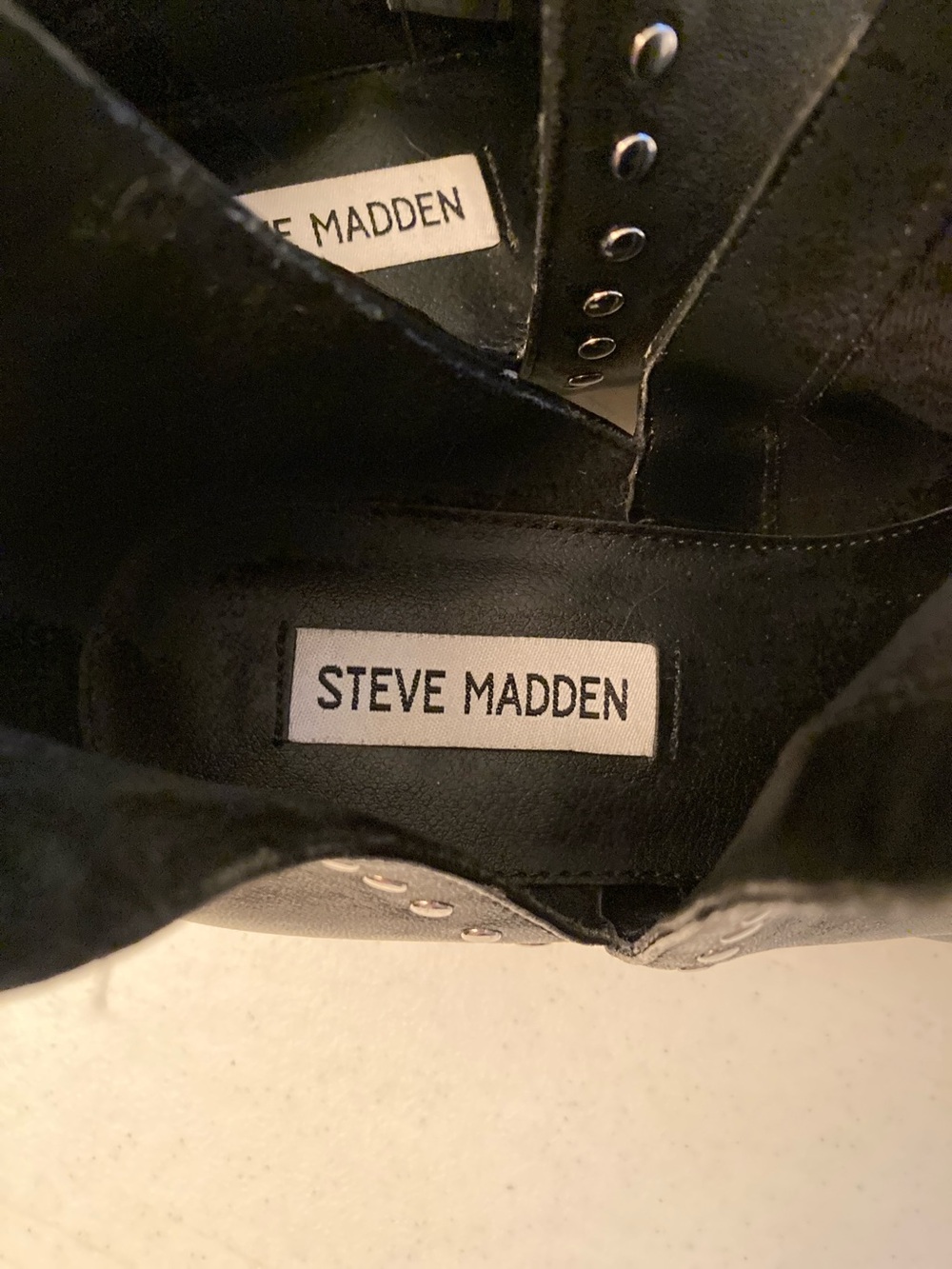 Steve Madden Black Leather Studded Ankle Booties - Picture 2 of 9